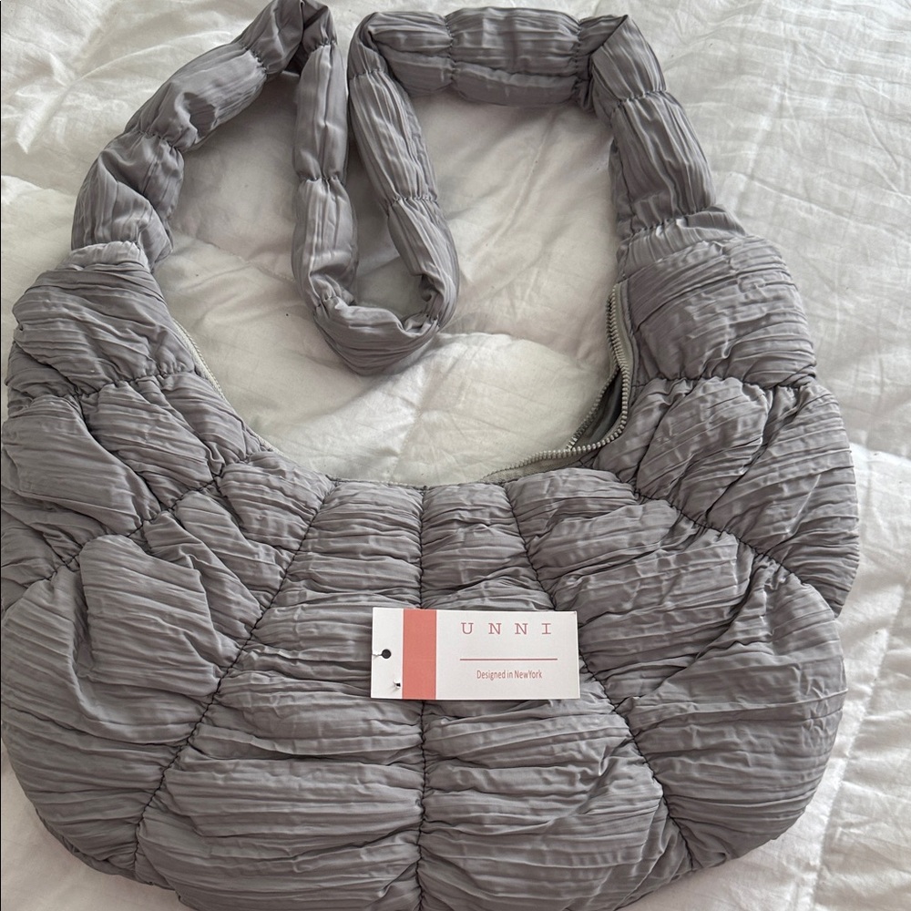 Gray Textured Shoulder Bag